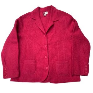VTG JM Collection Salmon Pink Boiled Wool Blazer Women's L Button Front Pockets